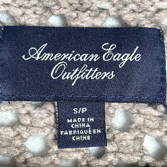 American Eagle Outfitters Sweater Womens Sz S Beige Cable Knit Pullover Stretch - Picture 7 of 9